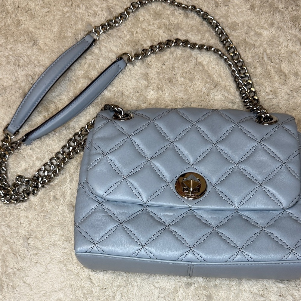 NWOT Kate Spade Baby Blue Natalia Small Flap Smooth Quilted Crossbody